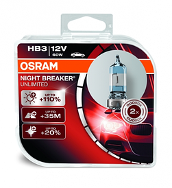 Автолампи, глологенні лампи для авто Н4 12 V 60/55 OSRAM Night Breaker Unlimited+110%. Ближний-дальний свет