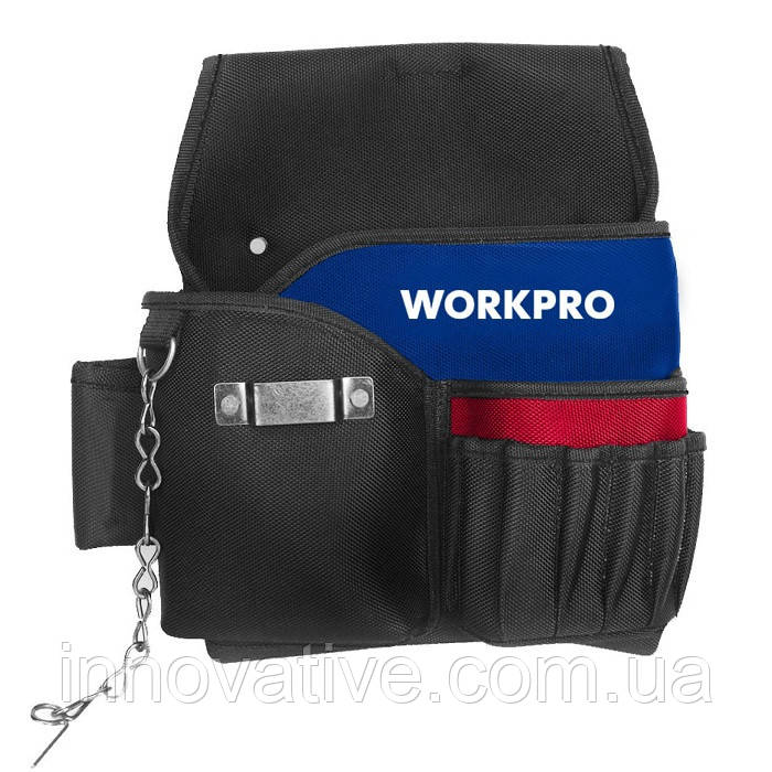 Поясна сумка електрика для інструментів Workpro WP281015 з органайзером (Чорний), фото 1