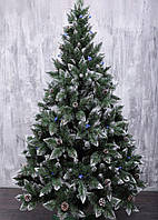 Новогодняя искусственная елка 1,8 м "Рождественская" с шишками и голубой калиной видеообзор