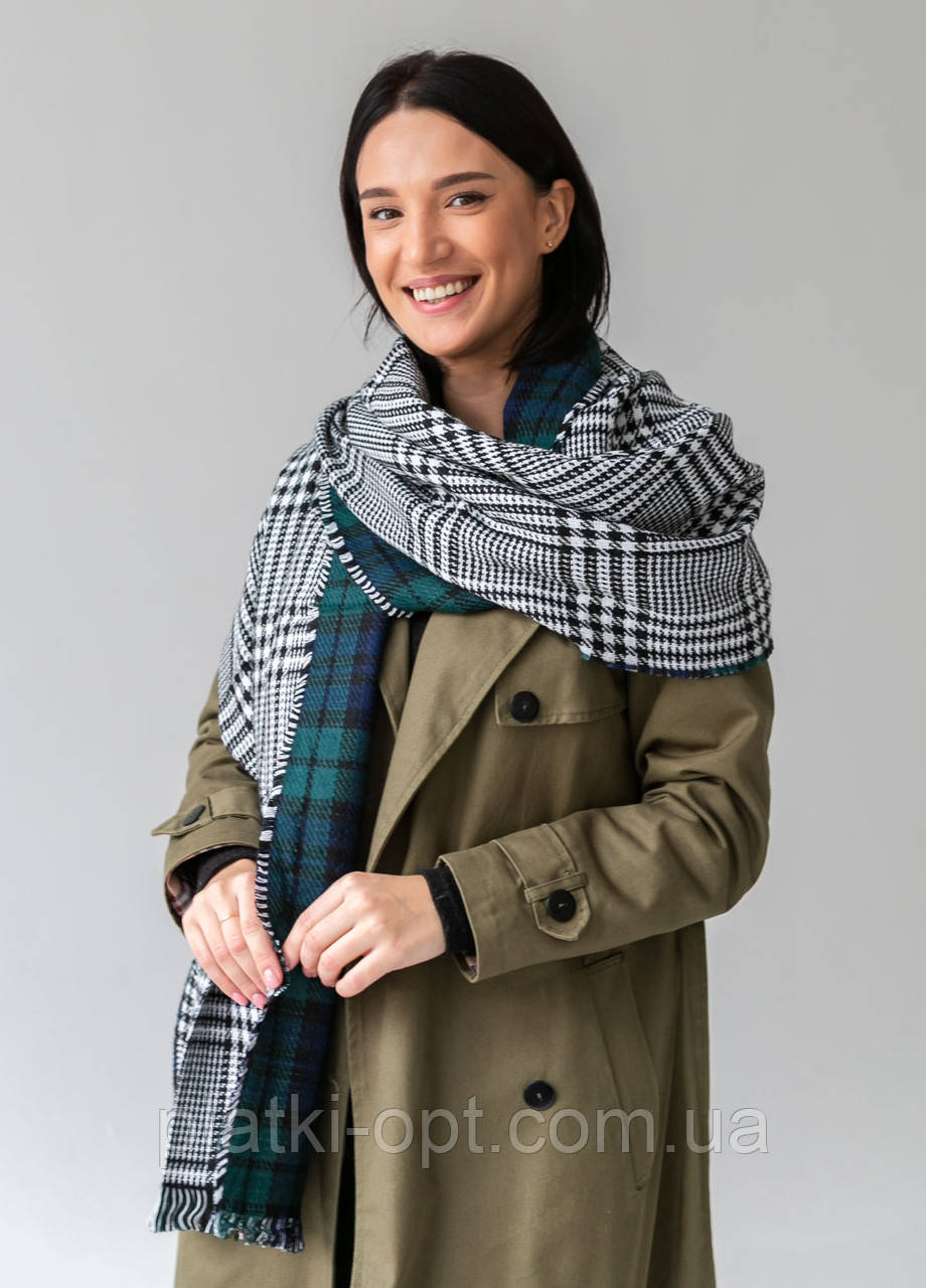 Шарф теплий Клітинка 190х55 см.