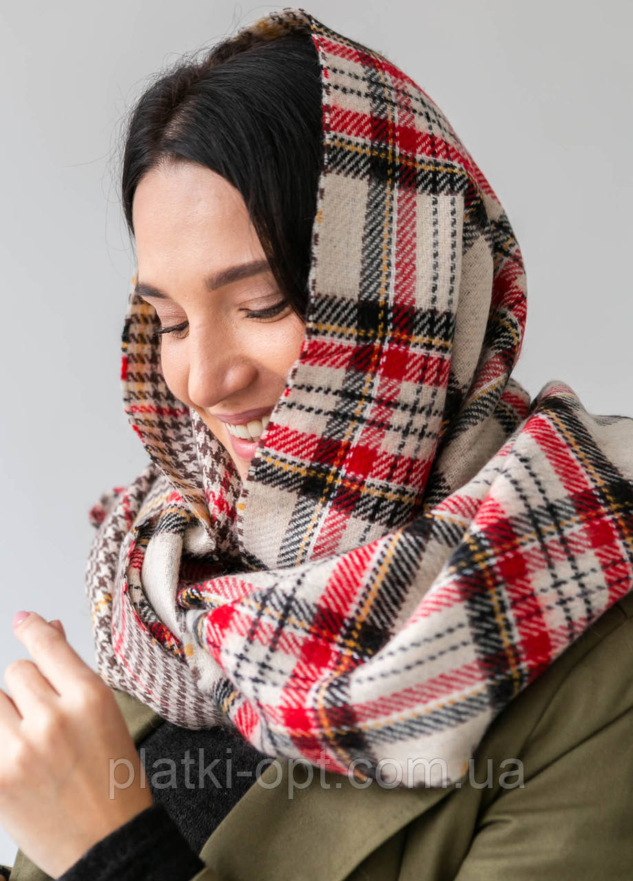 Шарф теплий Клітинка 190х55 см.