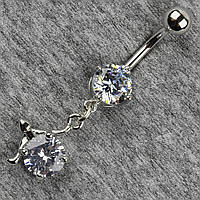 Сережок банан у пупок сріблястий із медичної сталі від Stainless Steel Стрельник довжина штанги 23 мм + підвіска