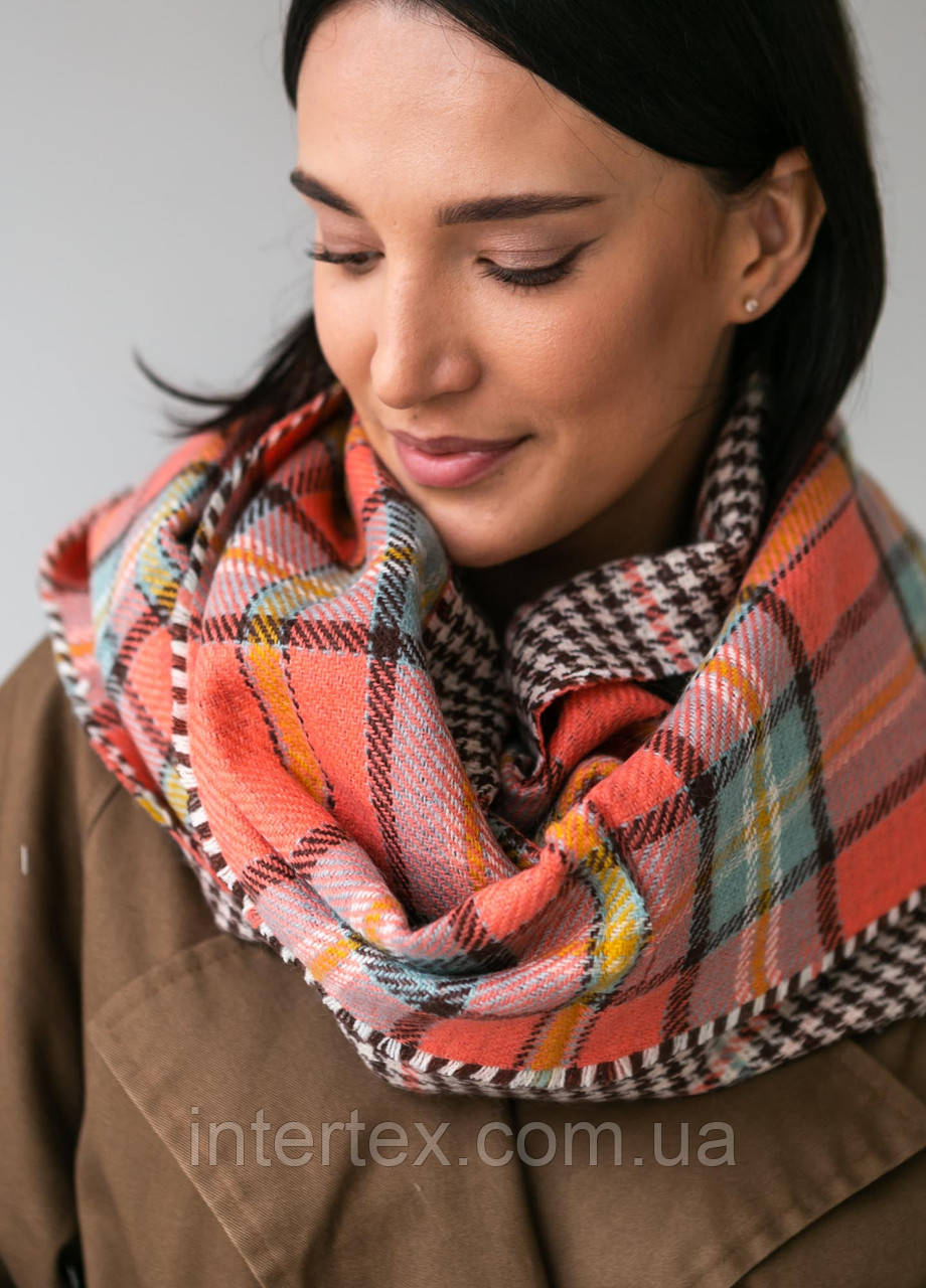 Шарф теплий Клітинка 190х55 см., фото 1