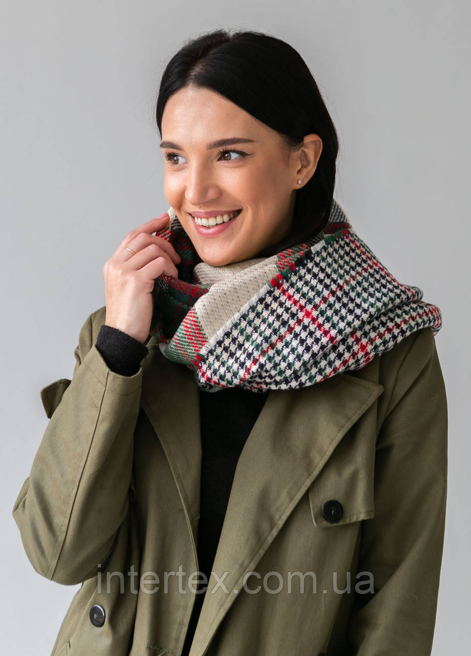 Шарф теплий Клітинка 190х55 см., фото 1