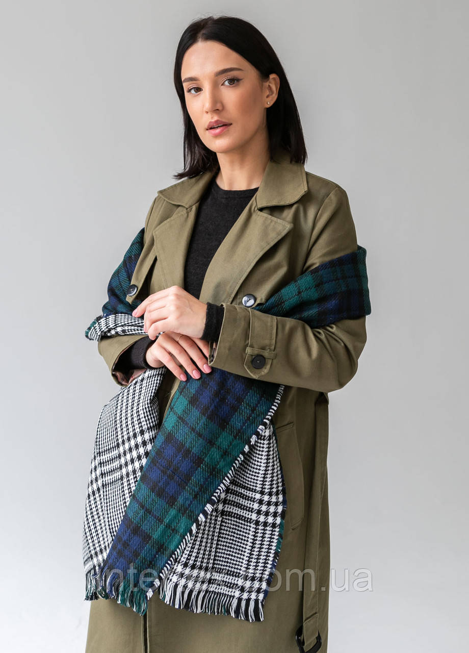Шарф теплий Клітинка 190х55 см., фото 1