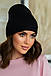 Молодіжна жіноча шапка з відворотом Snijana, чорна, фото 2