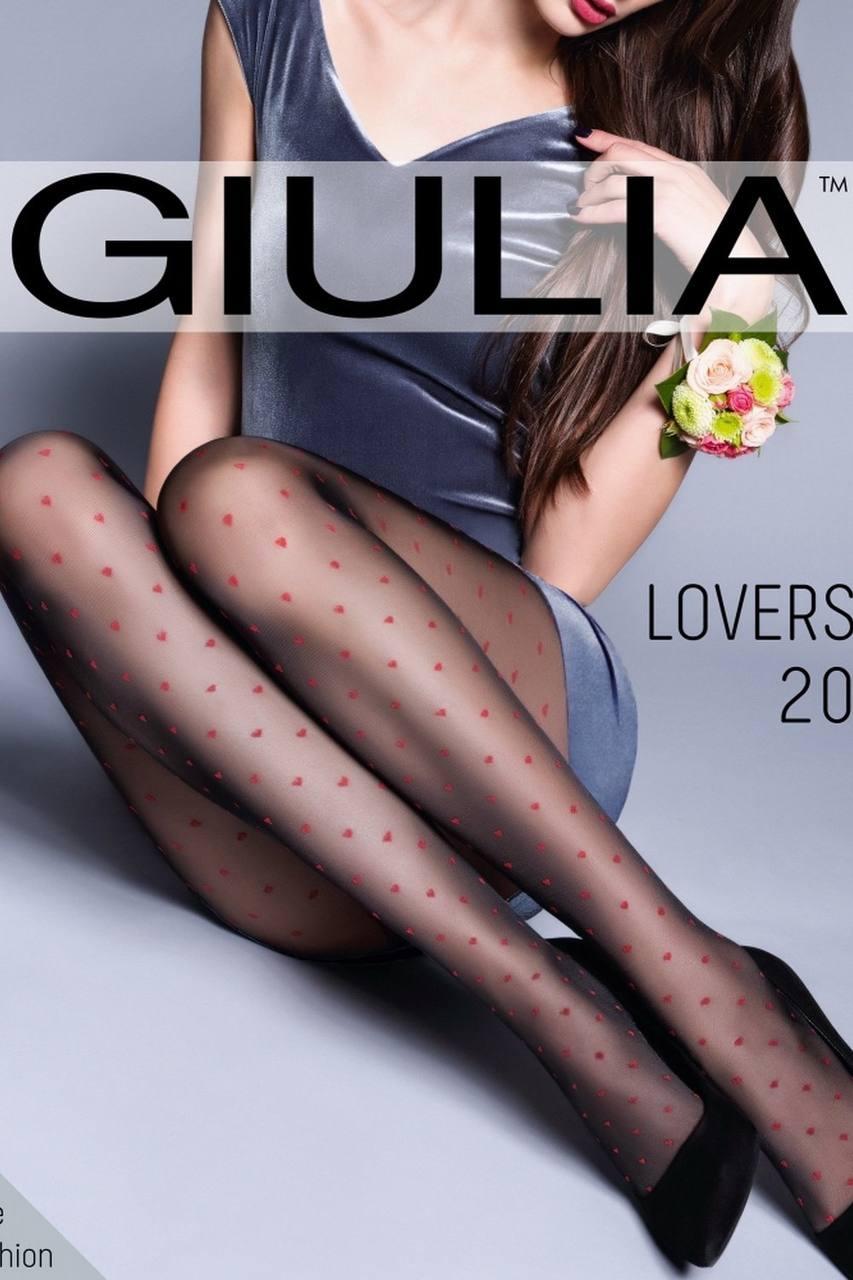 Колготки капронові жіночі з червоними сердечками GIULIA Lovers 20 Ден модні