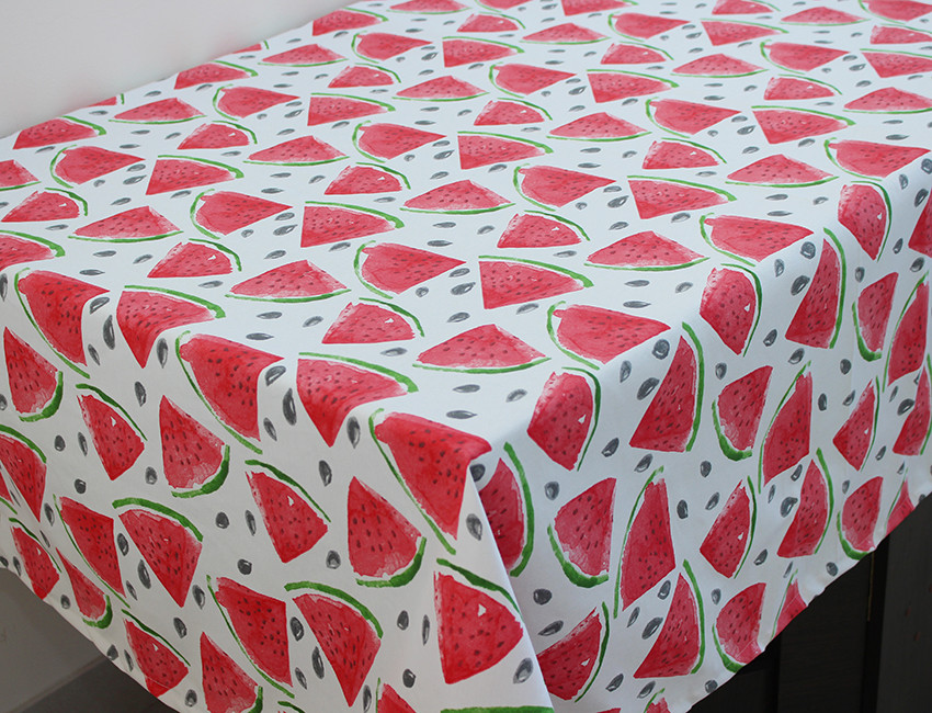 Скатертина кухонна 150х180 з просоченням Кавун, фото 1