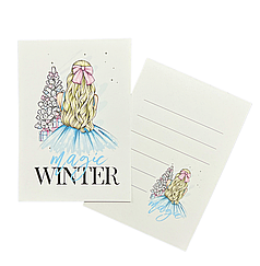 015 МІНІ-ЛИСТІВКА Magic Winter - дівчина (10*7 см)