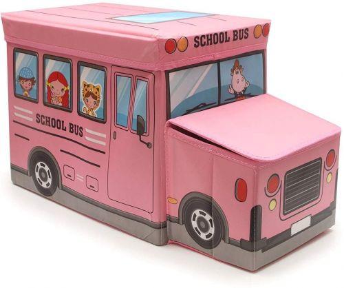 Пуф-корзина для іграшок "Шкільний автобус" (рожевий) - фото 1 - id-p1720244181