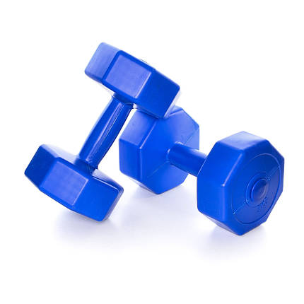 Гантелі для фітнесу 2 шт. по 3 кг. , Композит з пластиковим покриттям (синій), фото 2