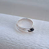 Срібна каблучка Вузол удачі з чорним фіанітом, фото 2