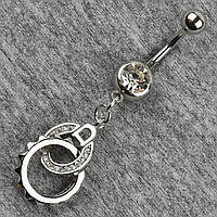 Сережок банан у пупок сріблястий із медичної сталі від Stainless Steel Кільце довжина штанги 23 мм + підвіска