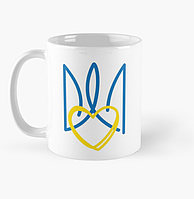 Чашка Керамическая Кружка с принтом Герб и сердце Украины Белая 330 мл