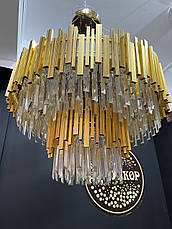 Кришталева люстра-підвіс 22 лампи золото, 80х100 см, фото 2