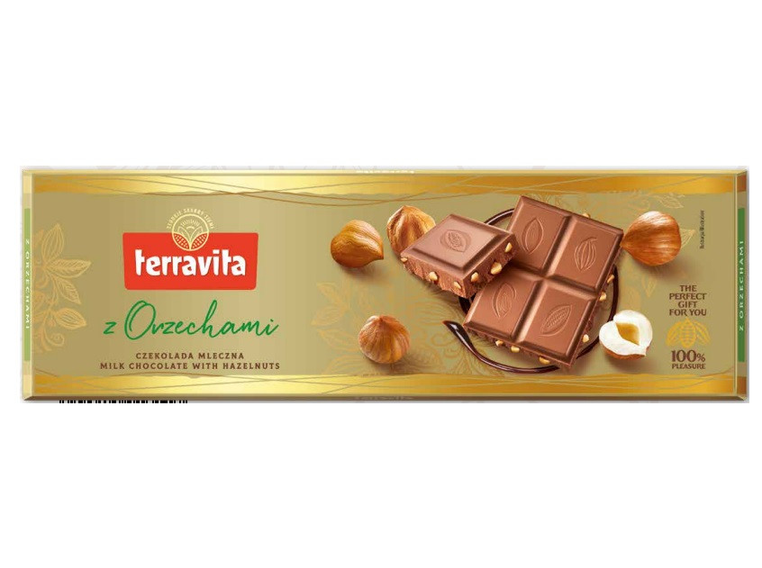 Шоколад Terravita молочний з лісовим горіхом 225г(опт 9 шт)