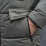 Зимовий парка чоловіча тепла | Куртка-пальто чоловіча зимова довга з капюшоном тепла. Живе фото, фото 8