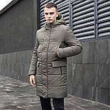 Зимовий парка чоловіча тепла | Куртка-пальто чоловіча зимова довга з капюшоном тепла. Живе фото, фото 5