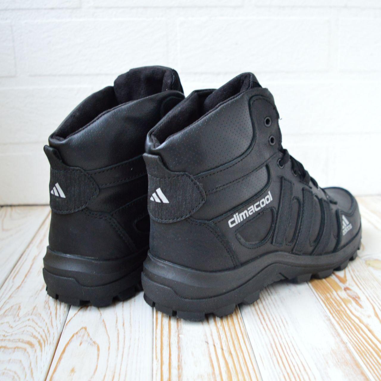 Кроссовки мужские Adidas Climacool зимние на меху черные адидас повседневные теплые кожаные - фото 2 - id-p1720303579