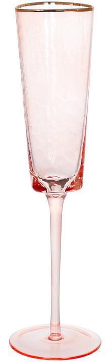 Набір 4 фужери Diva Pink келихи для шампанського 160 мл, рожевий із золотим кантом