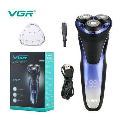 Електробритва для чоловіків роторна для вологого та сухого гоління водонепроникна VGR IPX7 (V-306), фото 2