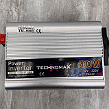 Перетворювач напруги TECHNOMAX 12V-220V 600 W, Інвертор в автомобіль, фото 4