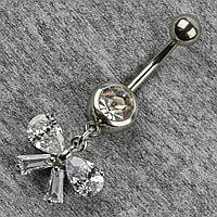 Сережок банан у пупок сріблястий із медичної сталі від Stainless Steel Бант довжина штанги 23 мм + підвіска