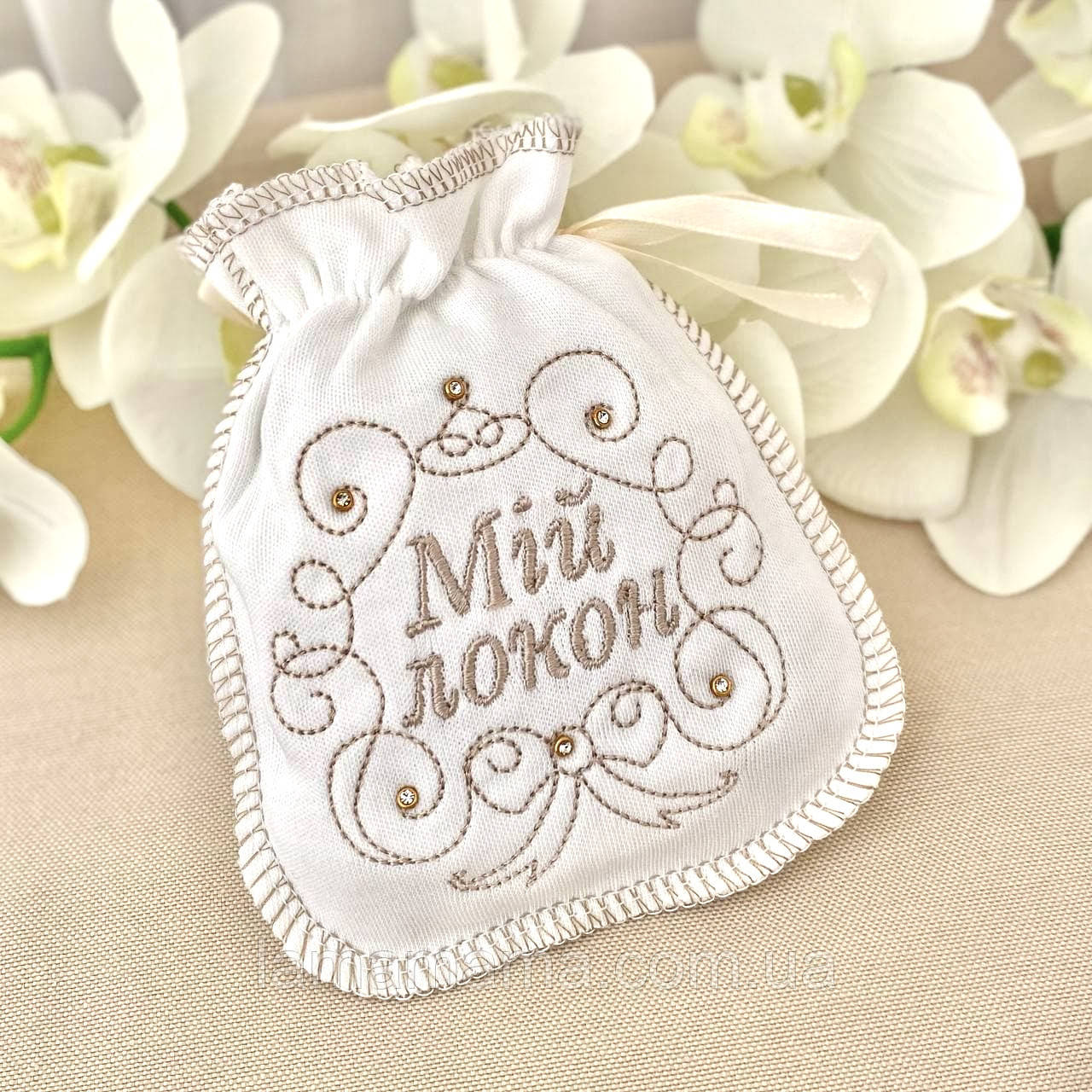 Мішечок для локона "Мій локон" Інтерлок Молочний/кавовий BetiS, фото 1