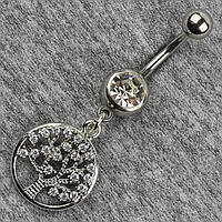 Сережок банан у пупок сріблястий із медичної сталі від Stainless Steel Дерево довжина штанги 23 мм + підвіска