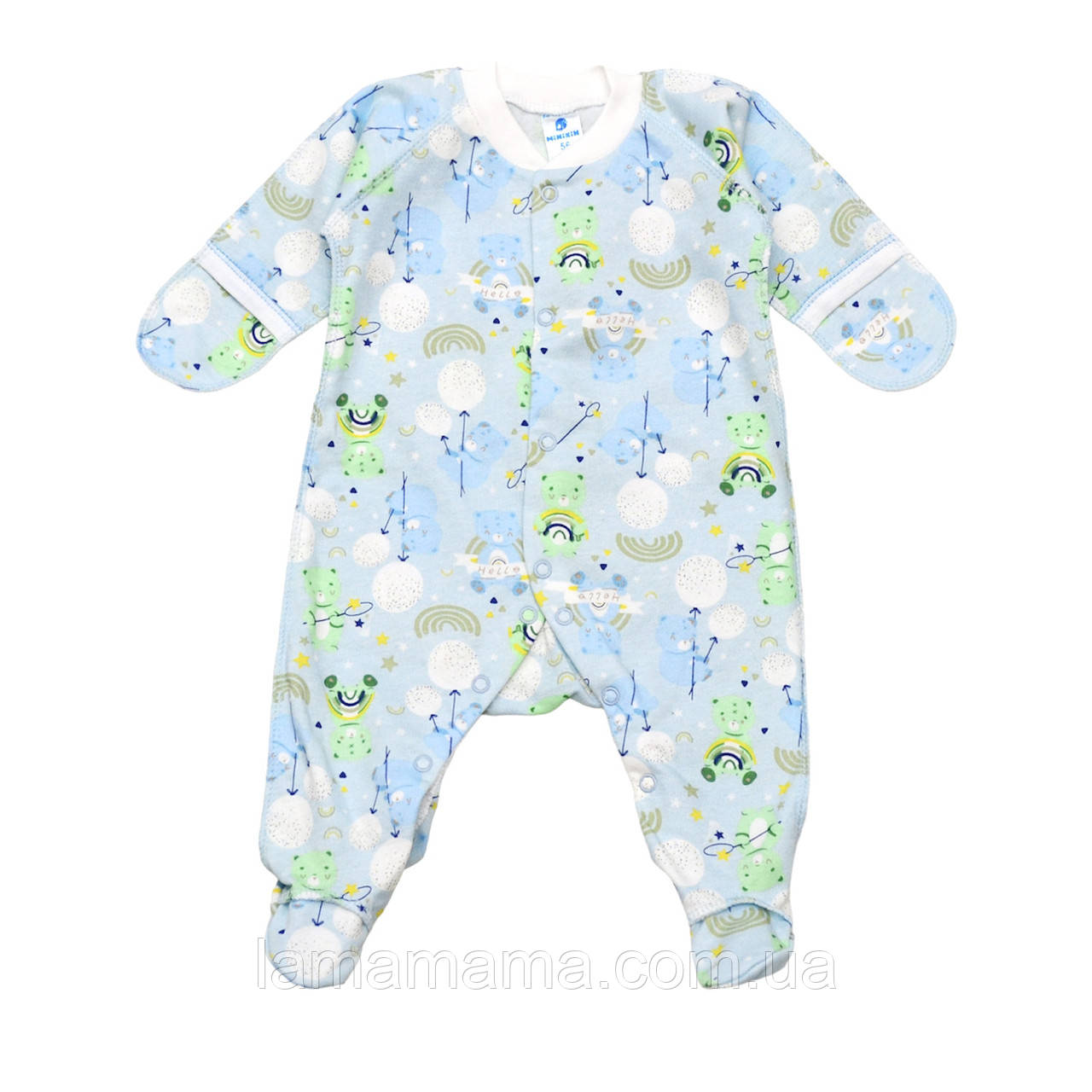 Теплий чоловічок комбінезон із зовнішніми швами (футер із начосом) Ведмедики Minikin, фото 1