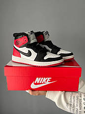 Чоловічі кросівки Air Jordan 1 Mid Gym Red Black White 554724-122 (с мехом), фото 3