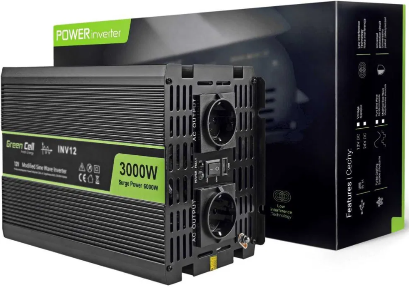 Інвертор перетворювач 12v 220v green cell 6000//3000W inv12