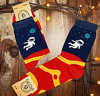 Модные высокие носки с принтом Космонавт - носки прикол для парня