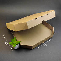 Коробка для піци картонна розбірна бура, 41*41*4 см (кратність замовлення - 50 шт)
