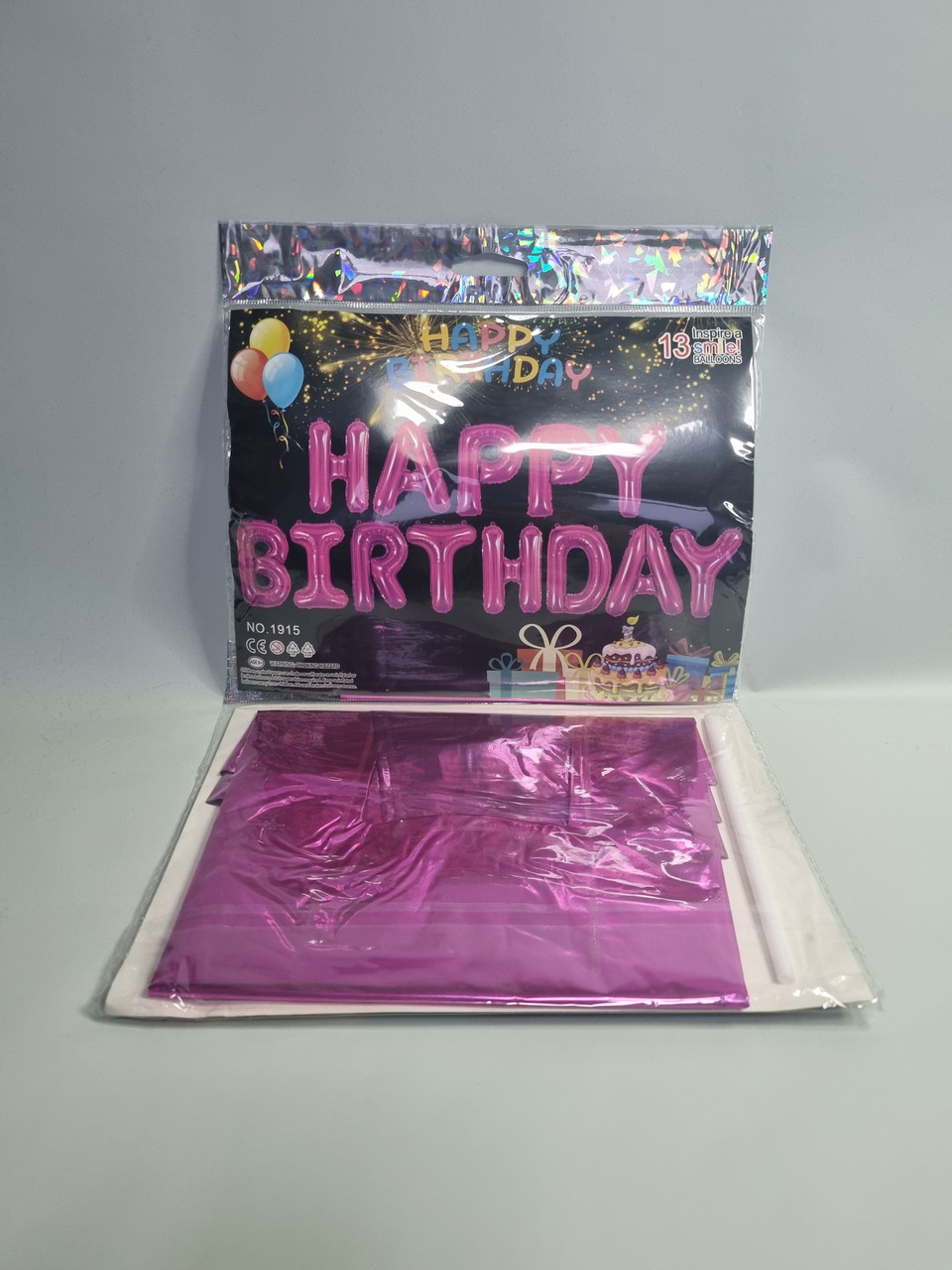 Фольговані надувні повітряні кулі Happy birthday в асортименті, малиновий, фото 1