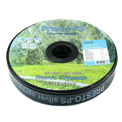 Шланг "Туман" 40 мм, ширина поливу 8 м, витрата 112 л/год, стрічка туман 40 мм Silver Spray, Presto-PS (бухта, 100 м)