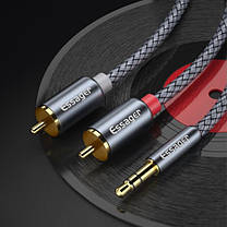 Аудіо кабель Essager Hi-Fi AUX 3.5mm-2 RCA 1 метр, фото 4