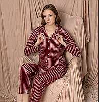Стильная женская байковая пижама Размер - 2XL | XXL (52) в полоску