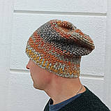 Чоловіча стильна універсальна шапка "Bini" - ручна робота - міксова шапка, фото 2