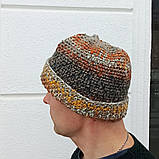 Чоловіча стильна універсальна шапка "Bini" - ручна робота - міксова шапка, фото 3