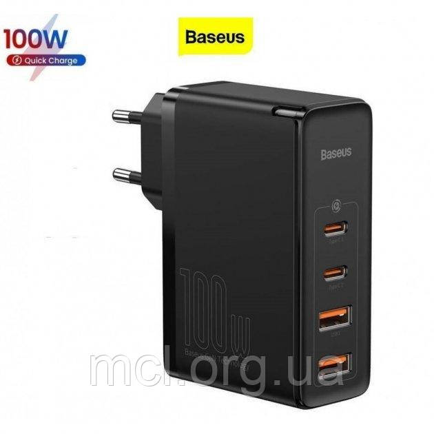 Мережевий зарядний пристрій Baseus GaN2 Pro Q.C 2C + Charger Type-C Cable 100W Black (CCGAN2P-L01) + кабель