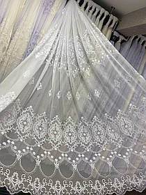 Тюль бамбук вишивка заввишки 2,8 м. білого кольору