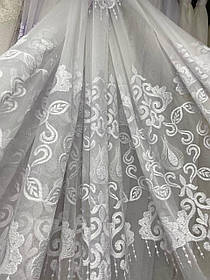 Тюль бамбук вишивка заввишки 2,8 м. білого кольору