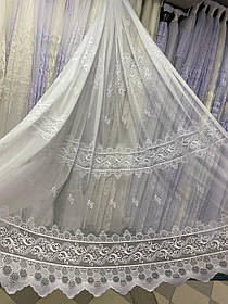 Тюль бамбук вишивка заввишки 2,8 м. білого кольору