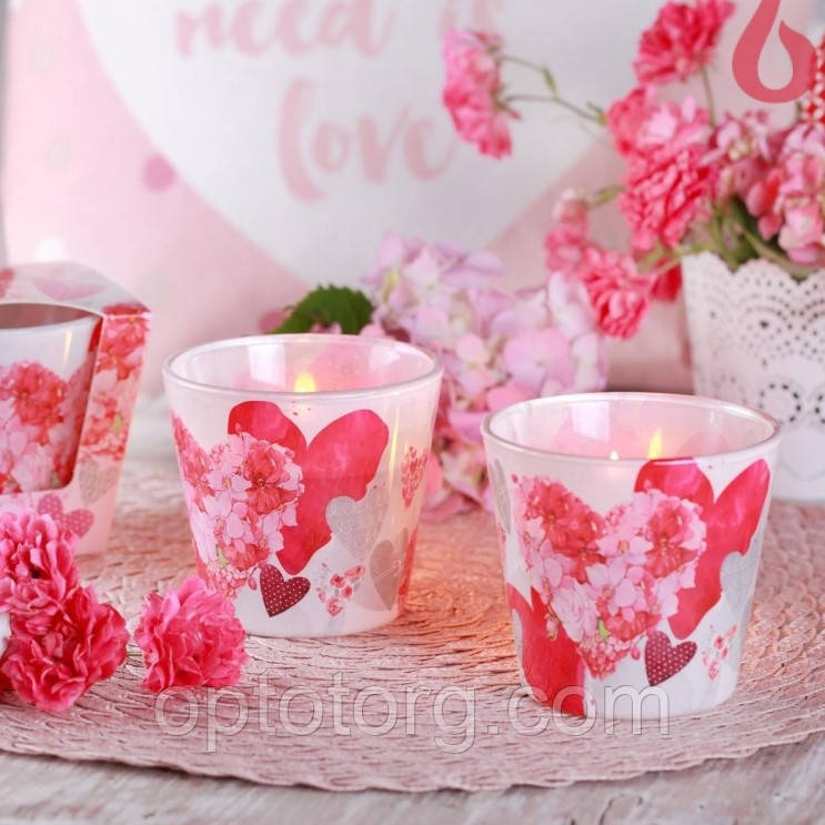 Свічки ароматизовані в склянці BARTEK Flowers Hearts
