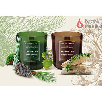 Свечи ароматизовані в склянці Bartek Sandal з бамбуковим гнітом 150 г