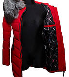 Зимове пальто з натуральним хутром. Жіноче. Червоне, фото 8