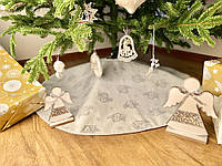 Юбка под елку новогодняя жаккардовая круглая белая Limaso Лимасо диаметр Ø 90 см коврик юбочка для елки