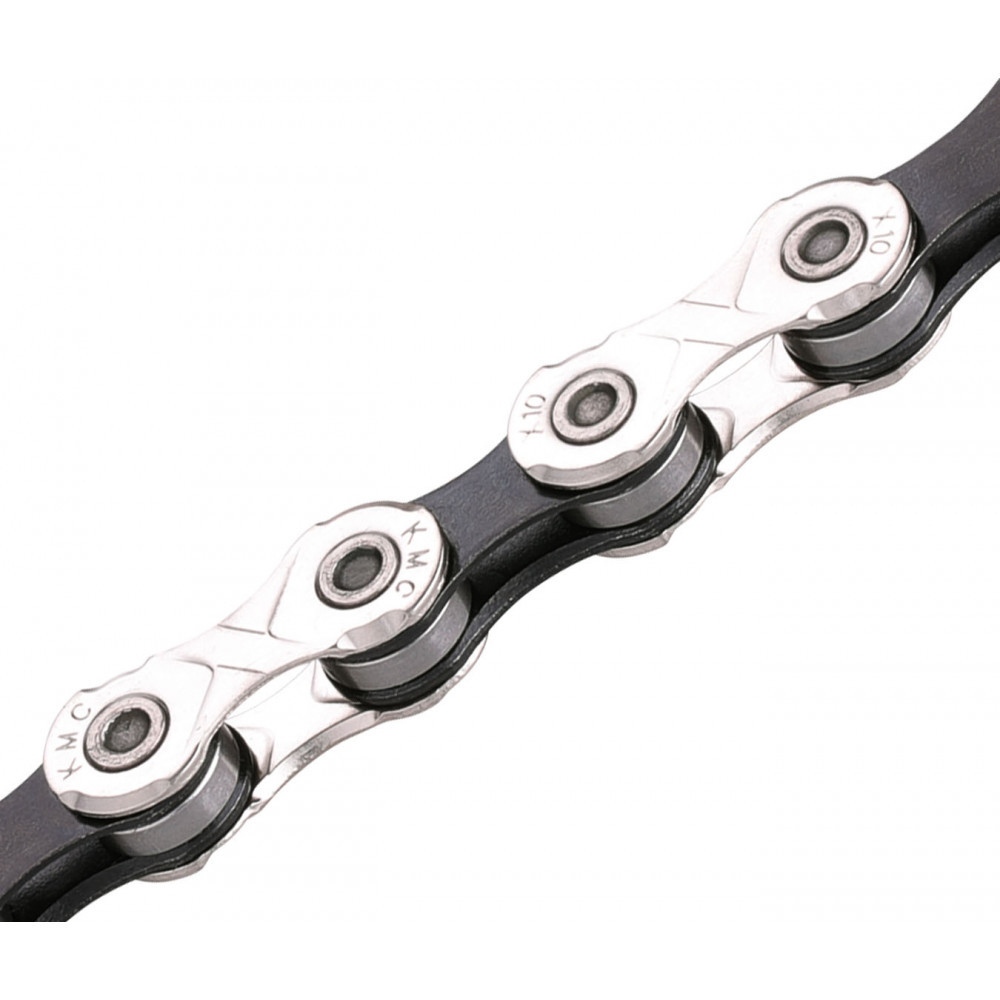 Ланцюг 10s KMC X10 122L Silver/ Black з замком в боксі