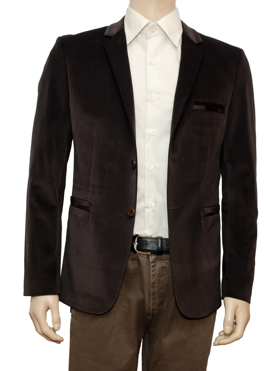 Купить Велюровый пиджак "Pierre Carlos". Турция. Мужской. Шоколадный ...